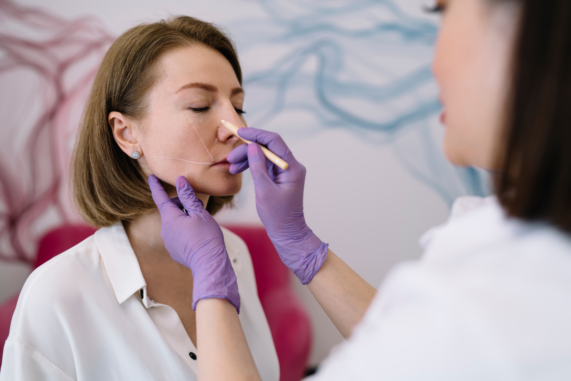 Lady getting beauty treatment in clinic